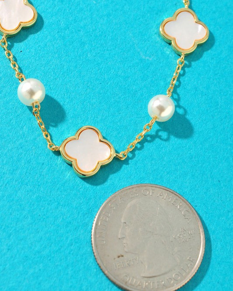 Alex Clover Bracelet White and Gold